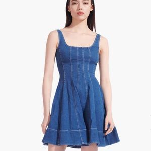 STAUD Mini Wells Dress - Medium Wash